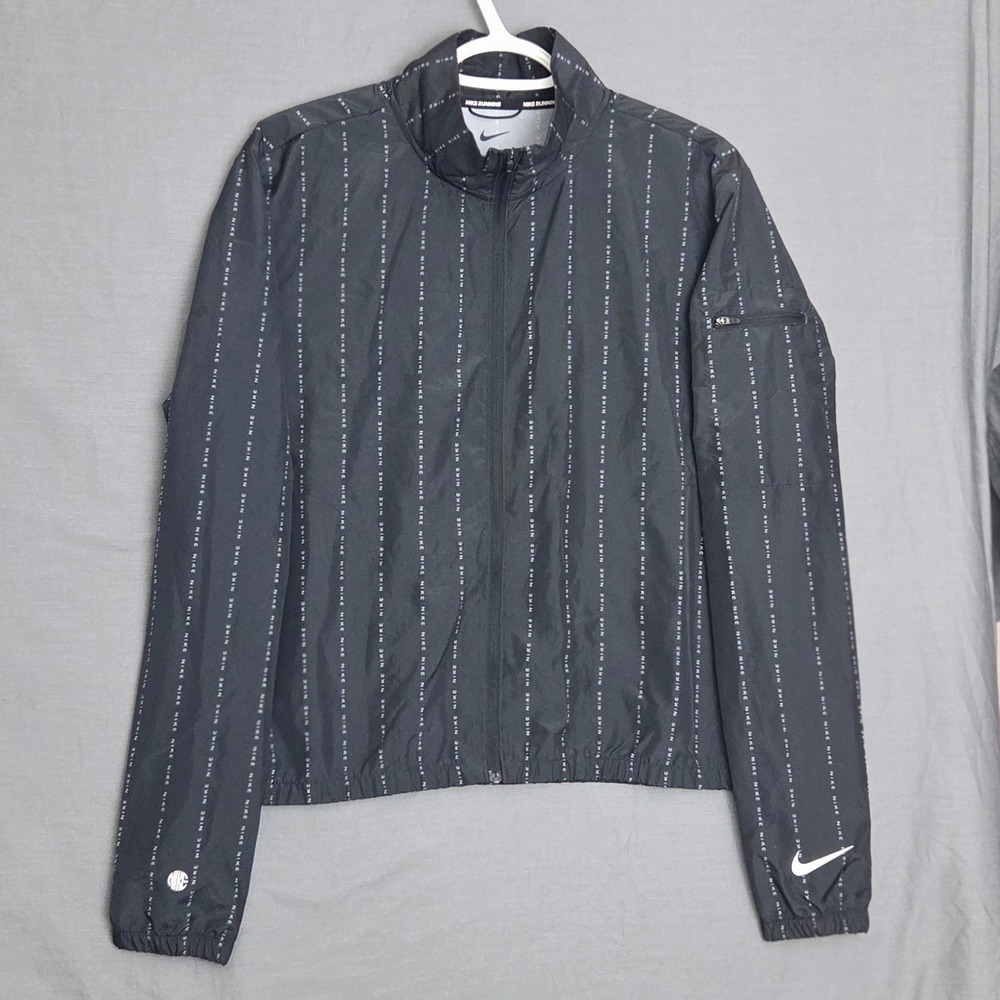 Nike Dri-FIT Icon Clash Pinstripe Running Jacket Black White‎ Women's M